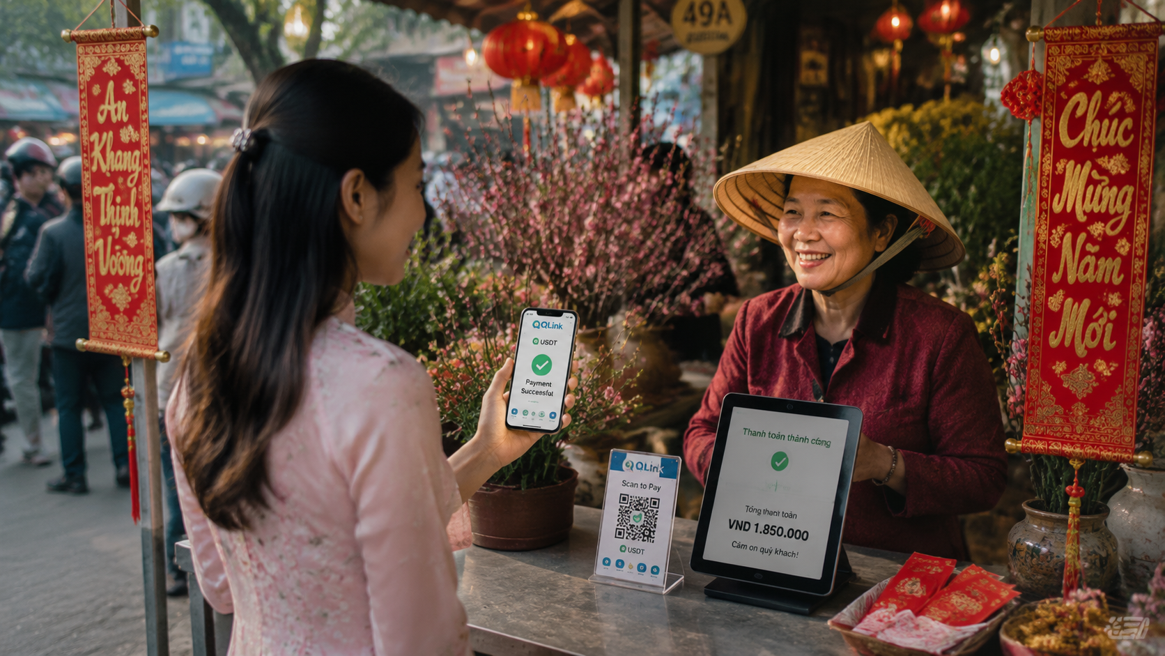 USDT走进越南春节花市，QQLink开启跨境扫码支付新体验