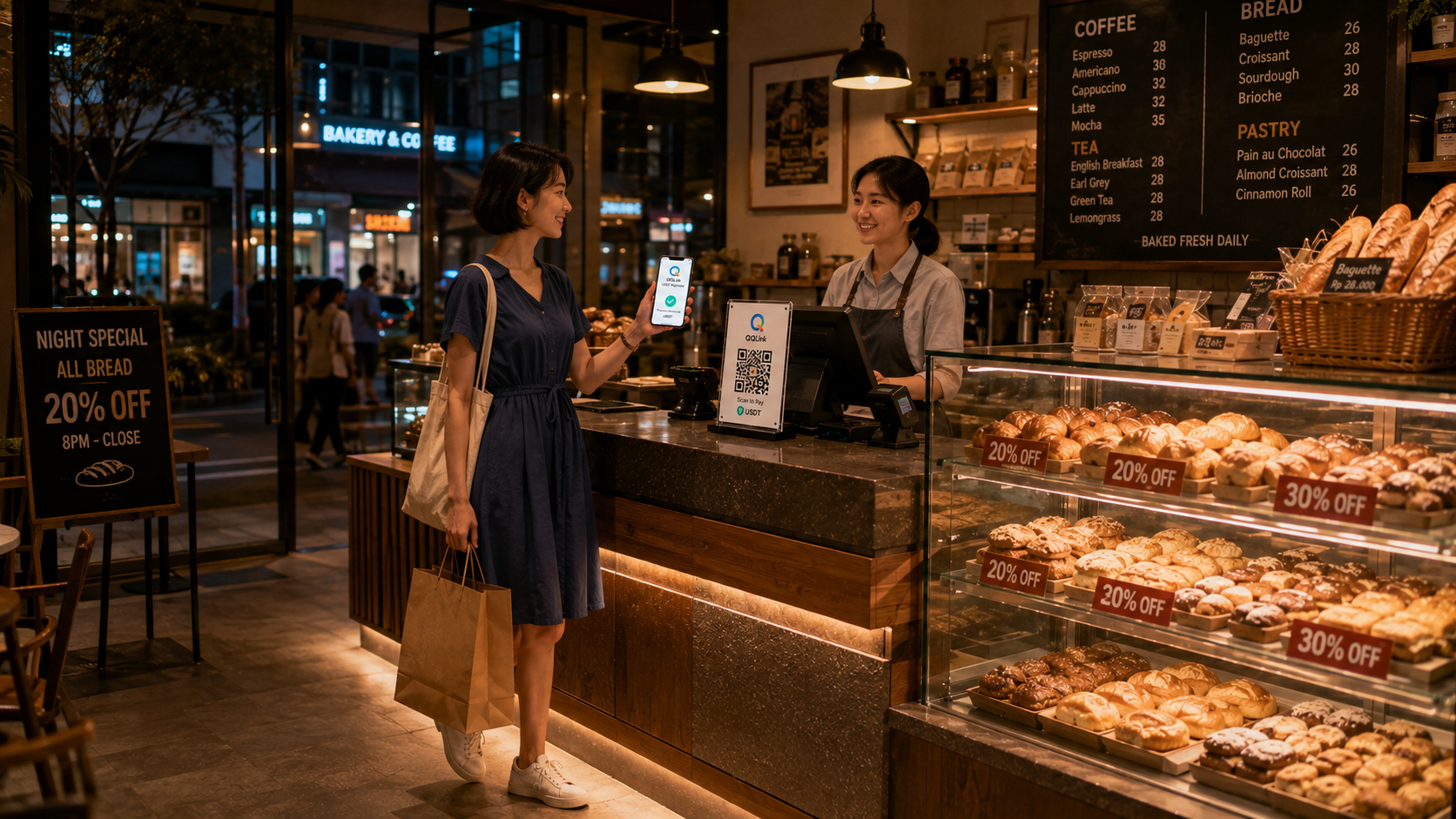 9 QQLink推USDT掃碼支付 重構雅加達烘焙店結帳範式