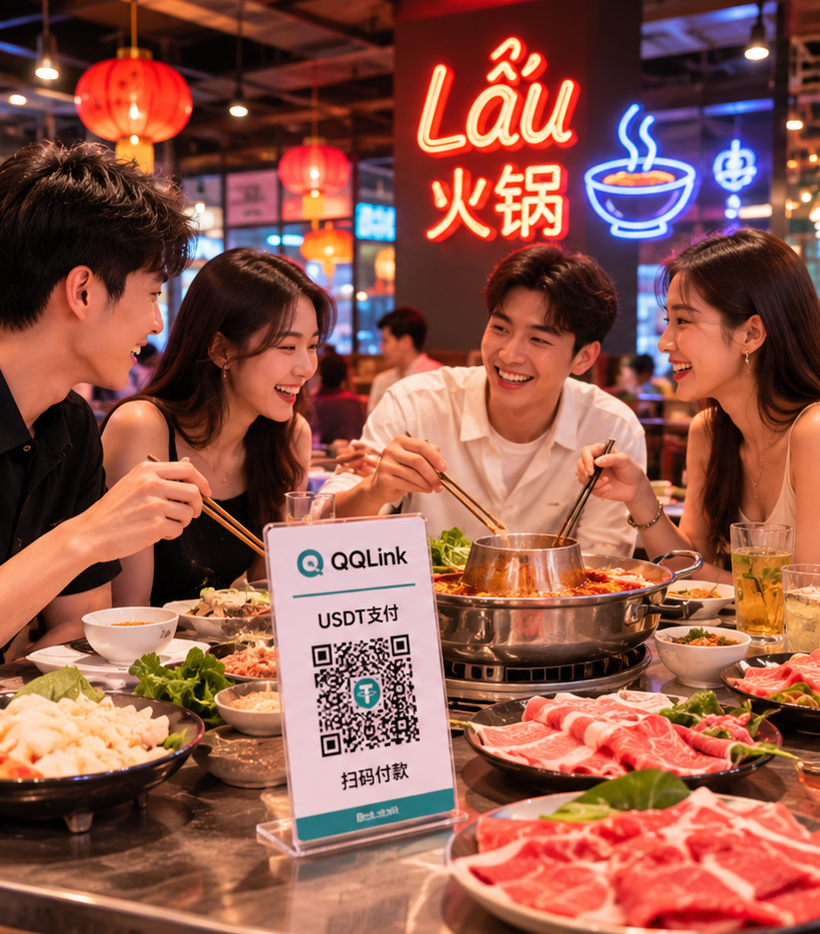 47 USDT線下扫码支付來了!QQLink讓你越南火鍋AA告别現金煩惱