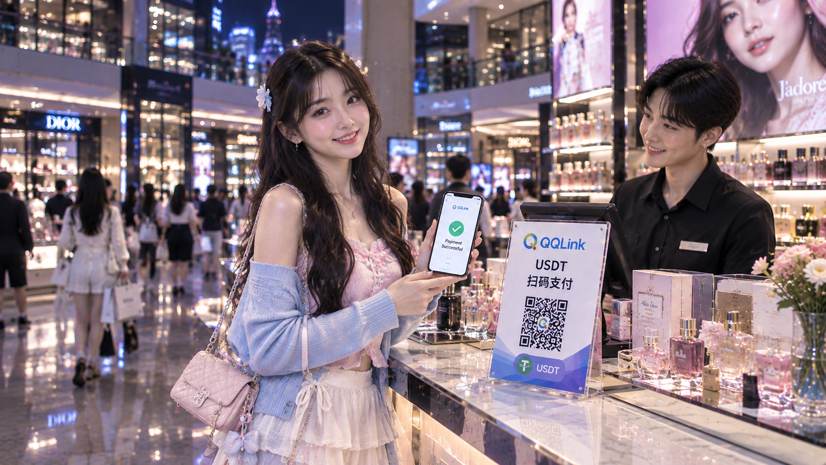 5 QQLink印尼落地!USDT線下掃碼支付打通美妝實體消費