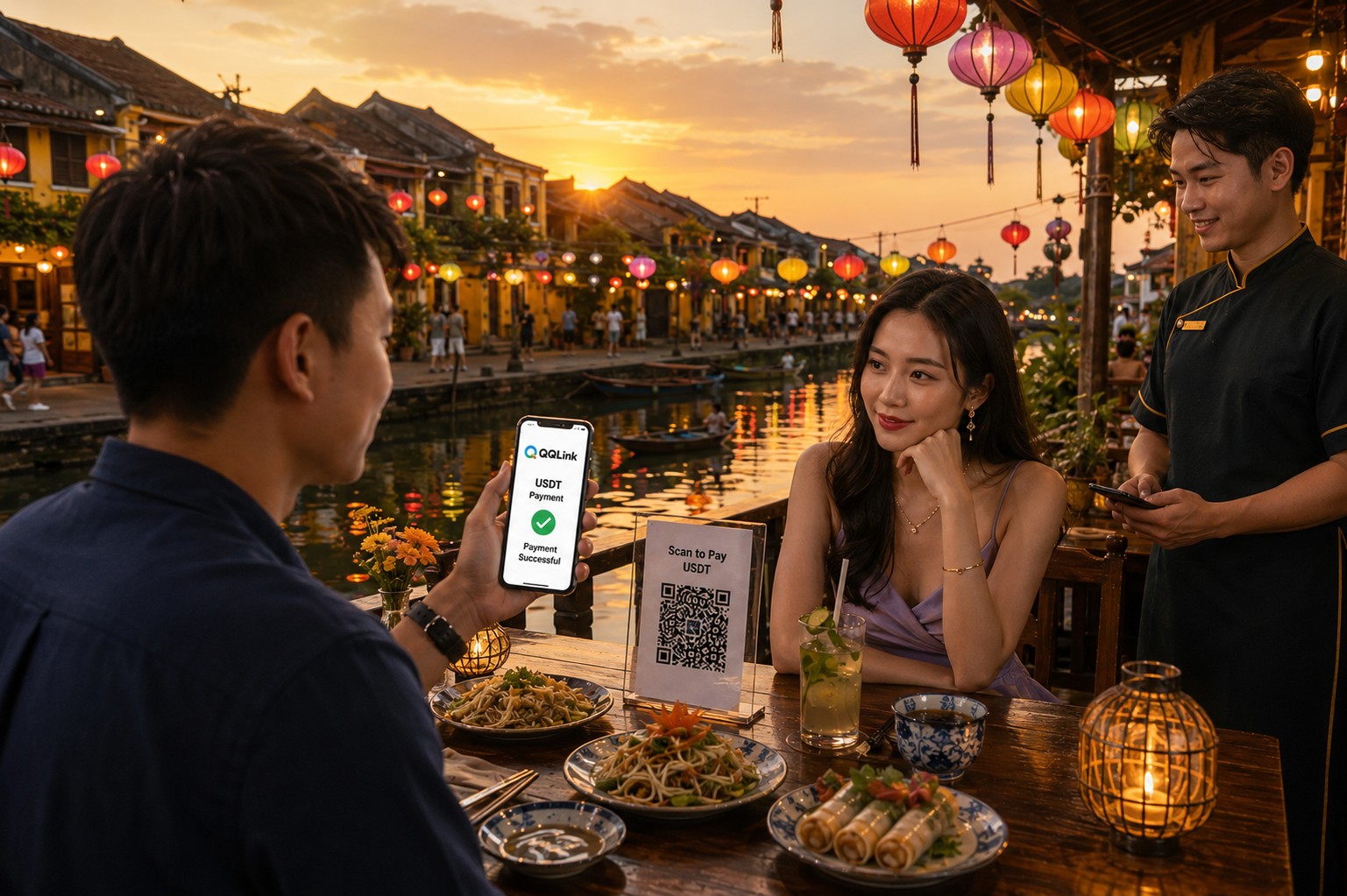 會安古城吃越南菜還在換越南盾？用QQLink秒懂USDT掃碼支付